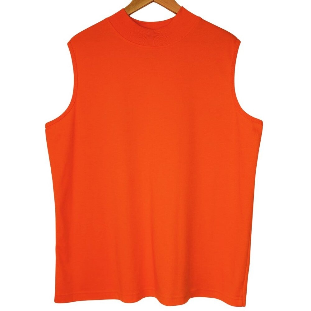 Only Necessities Mock Neck Sleeveless Top Womens Size 1X Orange Vibrant Comfy